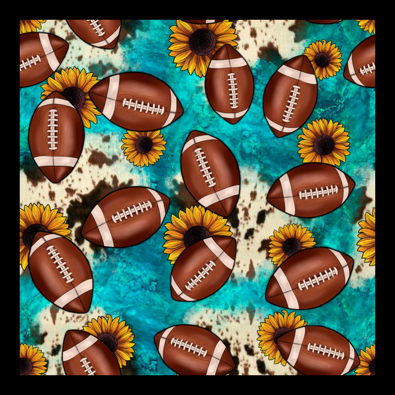 Football Turquoise Cowhide Sunflower Seamless Pattern Ladies Tee by JahusDesignShop | Teevron