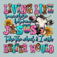 Living Life Somewhere Between Jesus Take The Wheel Heavy Core Tee | Teevron