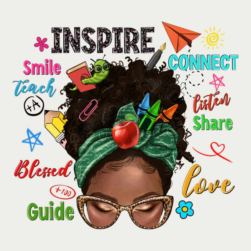 Afro Messy Bun Teach Inspire Love Teacher Blessed Zipper Hoodie by NancyCooperArtShop | Teevron