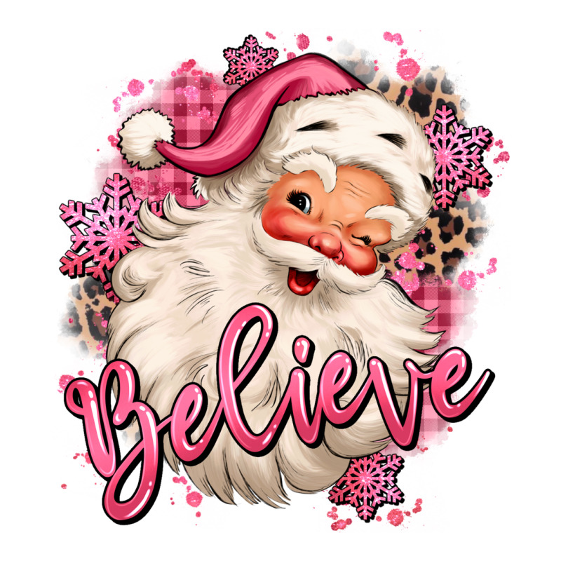 Believe Pink Christmas Santa Claus Long Sleeve Tee by MaliasSmallBusiness | Teevron