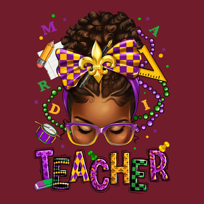 Mardi Gras Teacher Afro Messy Bun Zipper Hoodie by texasbilliewilder | Teevron