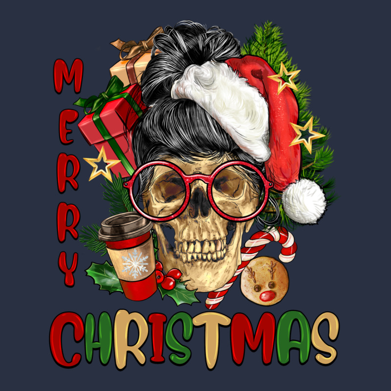 Merry Christmas Skeleton Messy Bun Heavyweight Sweatshirt by NancyCooperArtShop | Teevron