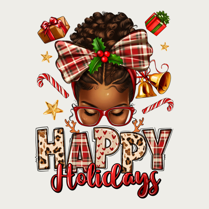 Happy Holidays Christmas Afro Messy Bun Zipper Hoodie by texasbilliewilder | Teevron