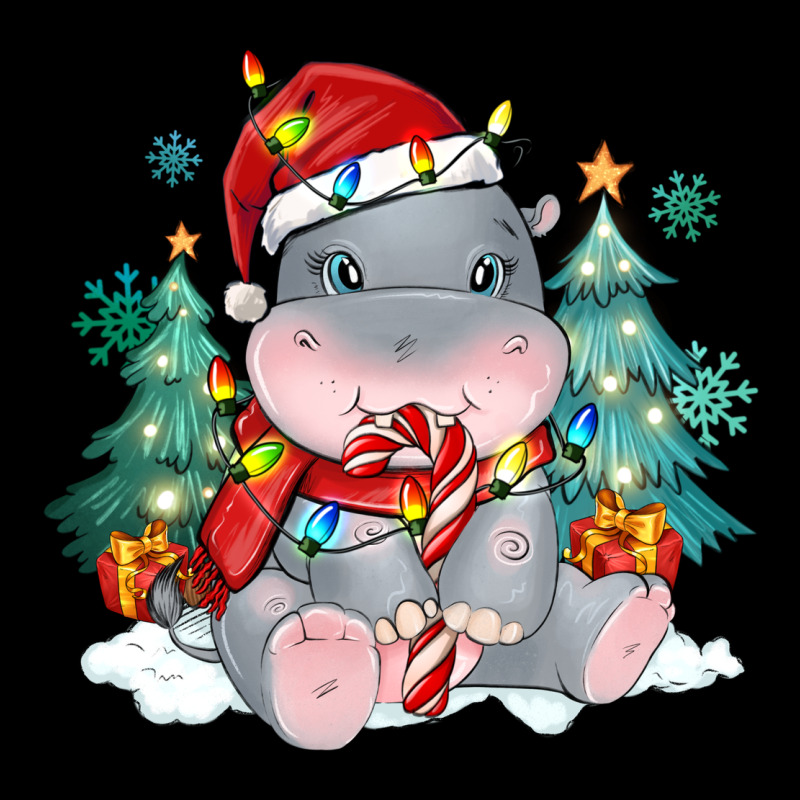 Cute Christmas Hippopotamus Long Sleeve Tee by MaliasSmallBusiness | Teevron