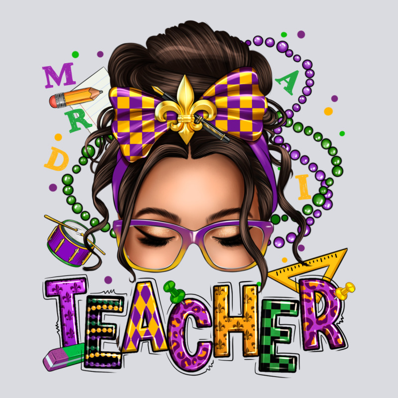 Mardi Gras Teacher Caucasian Messy Bun Zipper Hoodie by texasbilliewilder | Teevron