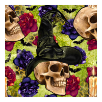 halloween witch skull seamless pattern | Teevron