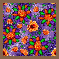 Pumpkin Flower Halloween Seamless Pattern Premium Tee | Teevron