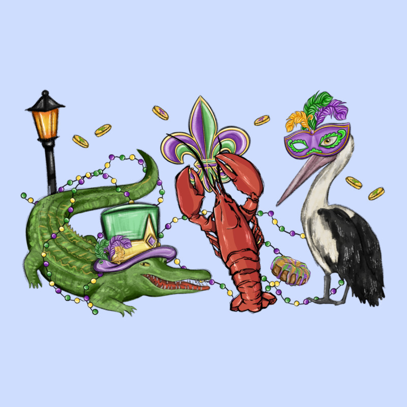 Mardi Gras Alligator Crawfish Pelican Urban Heavy Tee by MaliasSmallBusiness | Teevron