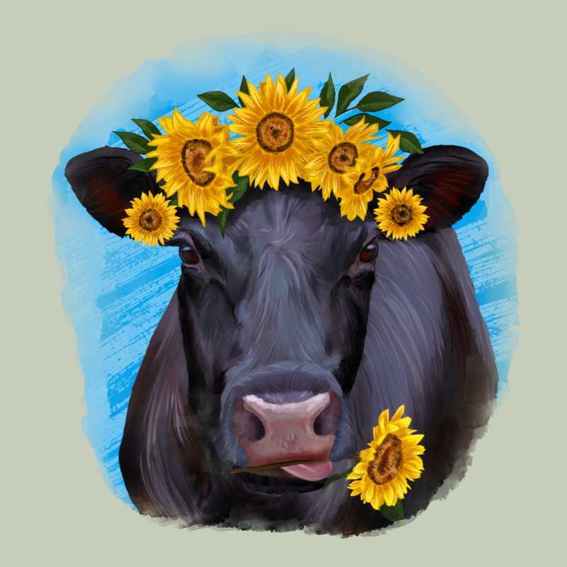 Black Angus With Sunflower Ladies Tee by RanaPortraitStore | Teevron