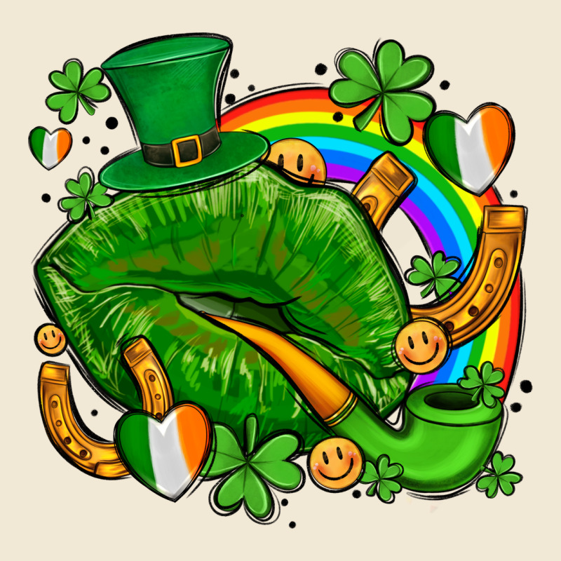 St Patricks Lips With Horseshoe Rainbow And Shamrocks Premium Tee by AdoDesignShop | Teevron