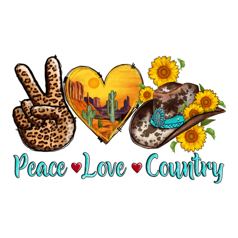 Peace Love Country Cowhide Cowboy Hat Premium Tee by AdoDesignShop | Teevron
