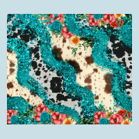 Turquoise Glitter Cowhide Ladies Tee | Teevron