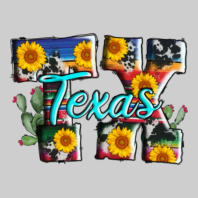 Texas Tx Serape Sunflower Cowhide Premium Tee by AdoDesignShop | Teevron