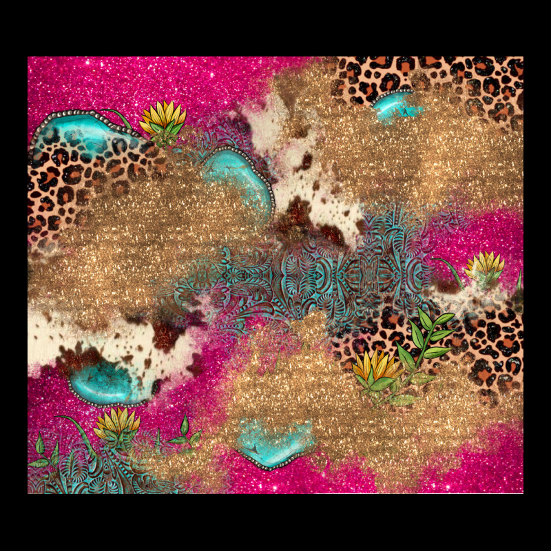 Pink Glitter Leopard Sunflower Gemstone Ladies Tee by JahusDesignShop | Teevron