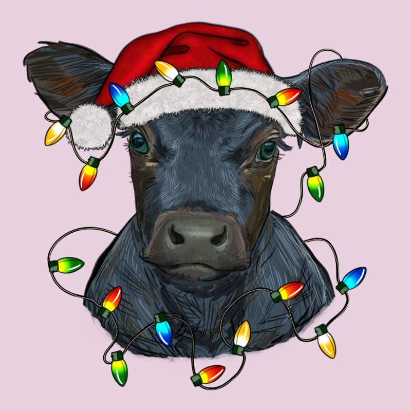 Christmas Baby Black Angus Calf With Lights Ladies Tee by RanaPortraitStore | Teevron