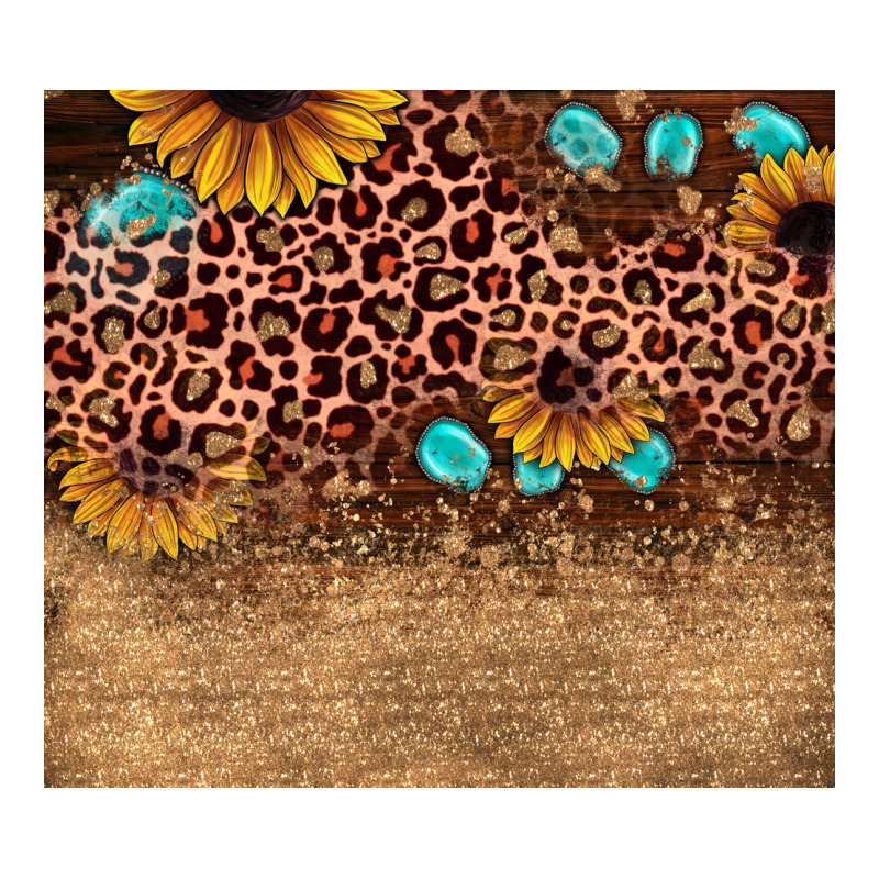 Leopard Glitter Sunflower Gemstone Ladies Tee by JahusDesignShop | Teevron
