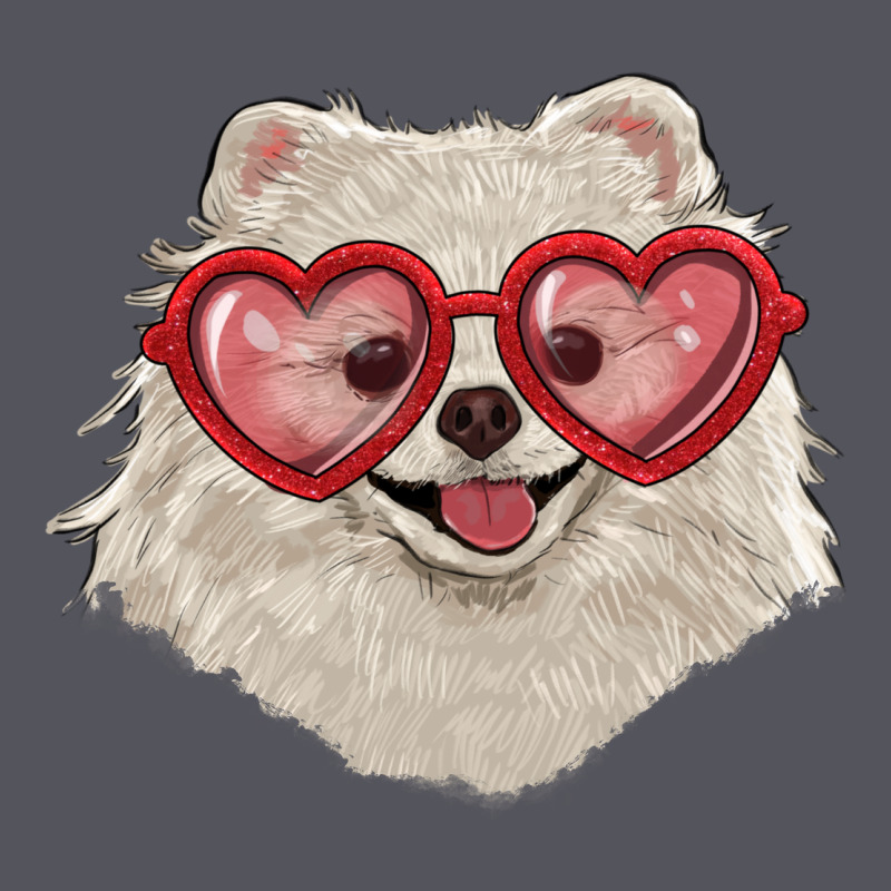 White Pomeranian With Love Glasses Vintage Hoodie by RanaPortraitStore | Teevron