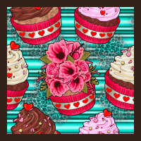 Valentines Day Flower Cupcakes And Serape Seamless Pattern Heavy Core Tee | Teevron