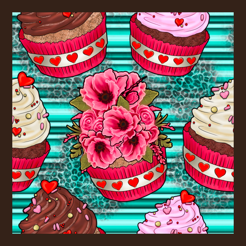 Valentines Day Flower Cupcakes And Serape Seamless Pattern Heavy Core Tee by BundleAndBundleShop | Teevron