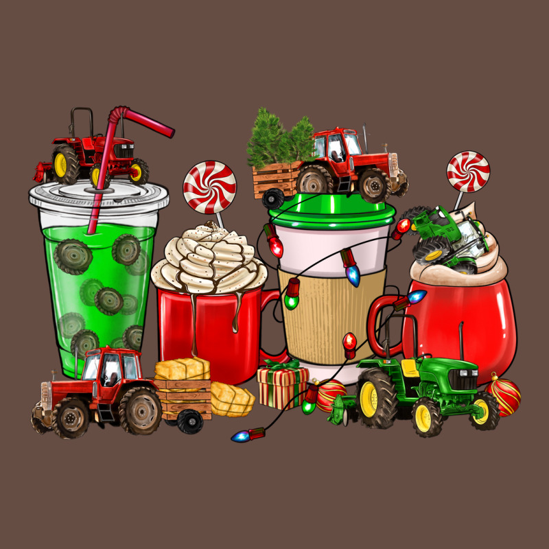 Christmas Tractor Coffee Cup Long Sleeve Tee by NancyCooperArtShop | Teevron