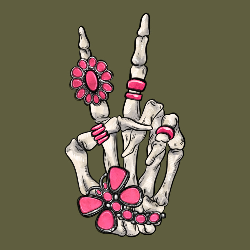Pink Gemstone Peace Skeleton Hand Vintage Tee by MaliasSmallBusiness | Teevron
