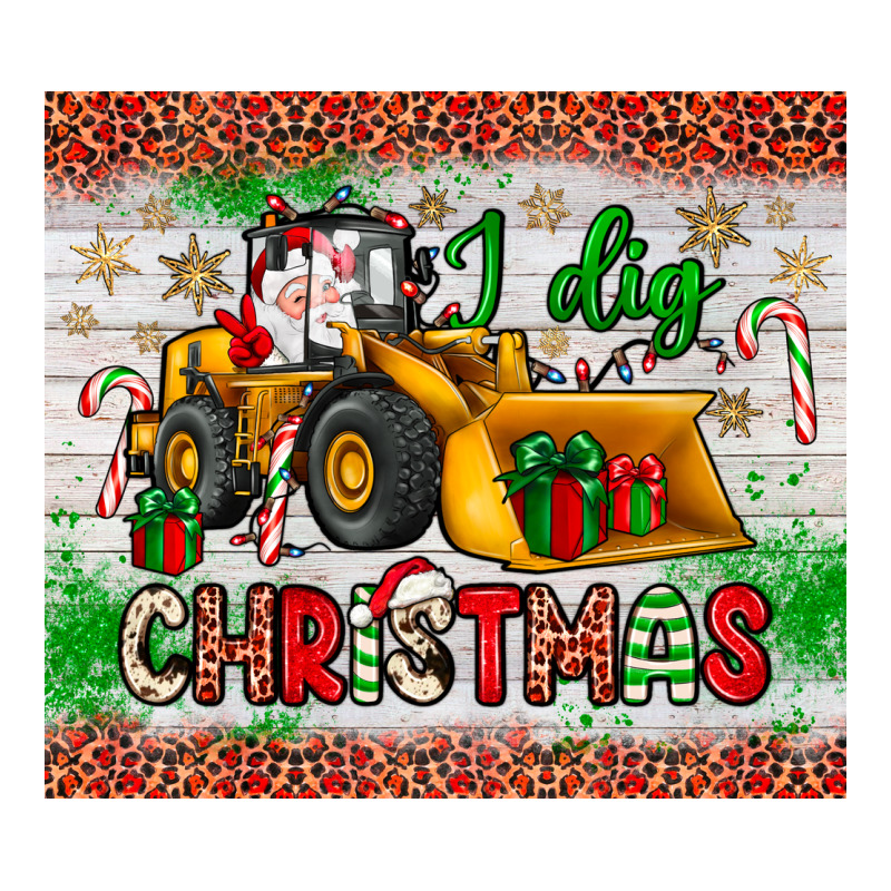 I Dig Christmas Bulldozer Santa Ladies Tee by JahusDesignShop | Teevron