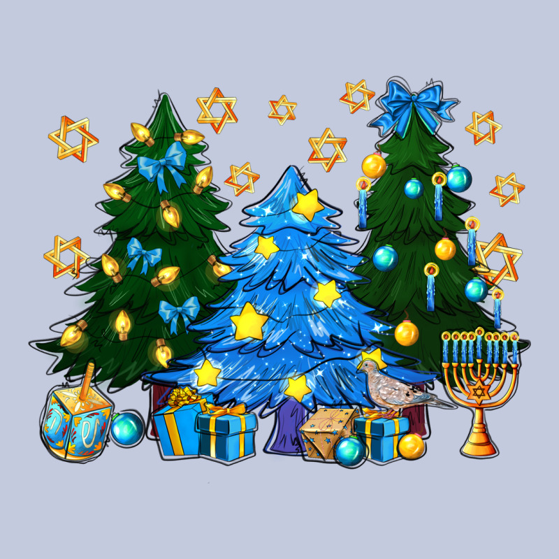 Hannukah Christmas Trees Long Sleeve Tee by NancyCooperArtShop | Teevron