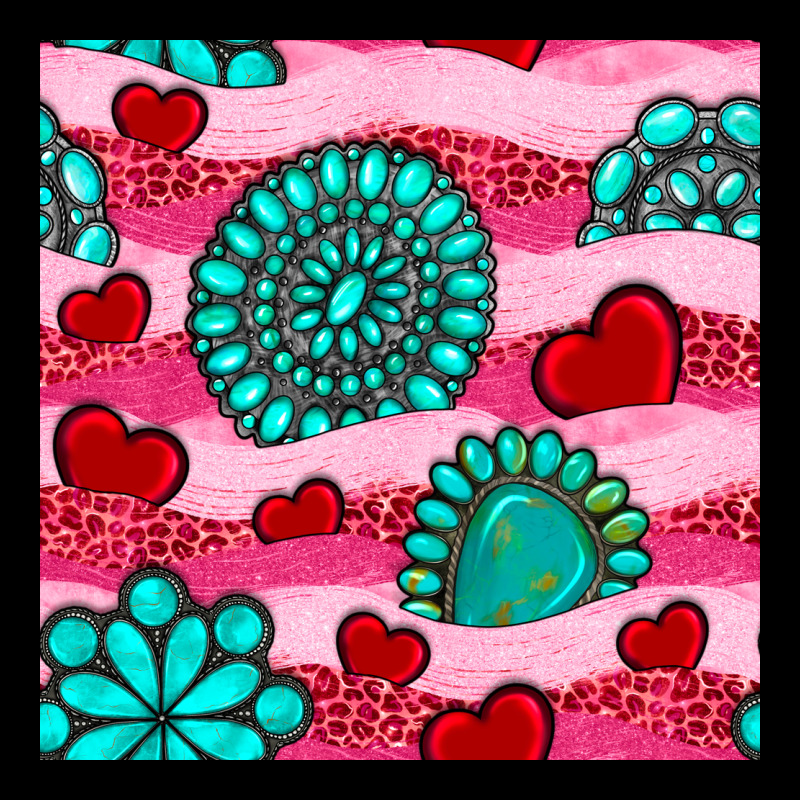 Valentines Day Turquoise Gemstone  And Hearts Heavy Core Tee by BundleAndBundleShop | Teevron