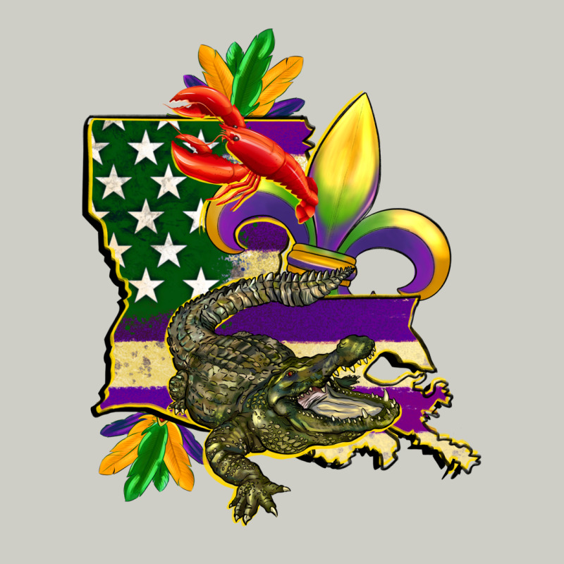 Louisiana Map American Flag Mardi Gras Heavyweight Hoodie by CowGirlArtShop | Teevron