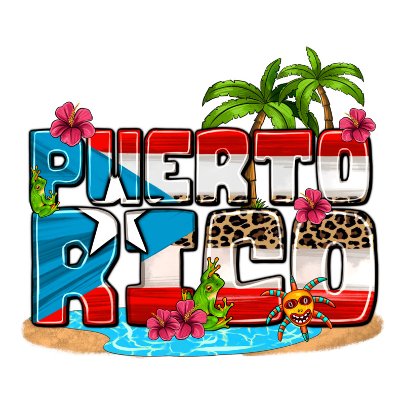 Puerto Rico And Flowers With Frog Premium Tee by AdoDesignShop | Teevron