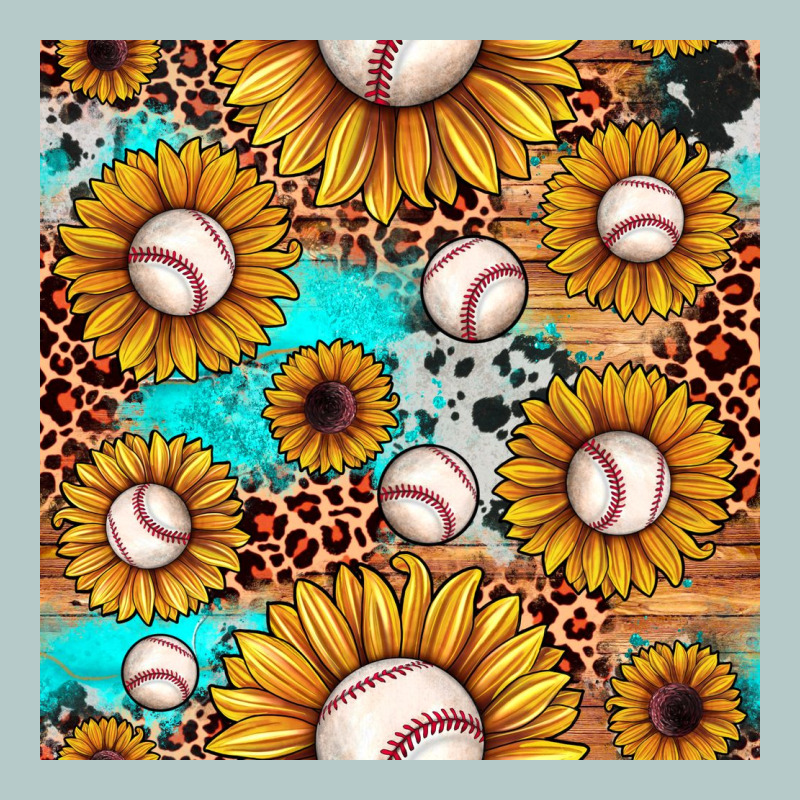 Baseball Leopard Turquoise Sunflower Seamless Pattern Heavy Core Tee by JahusDesignShop | Teevron