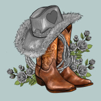 Gray Cowgirl And Roses Heavy Core Tee | Teevron