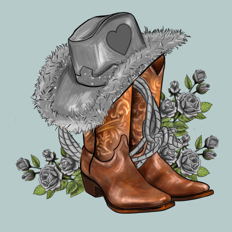Gray Cowgirl And Roses Heavy Core Tee by AdoDesignShop | Teevron
