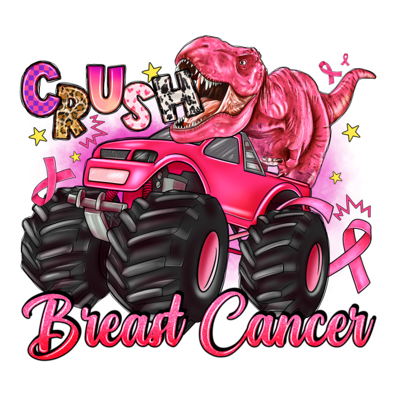 Crush Breast Cancer Monster Truck With Dinosaur Ladies Tee by JahusDesignShop | Teevron