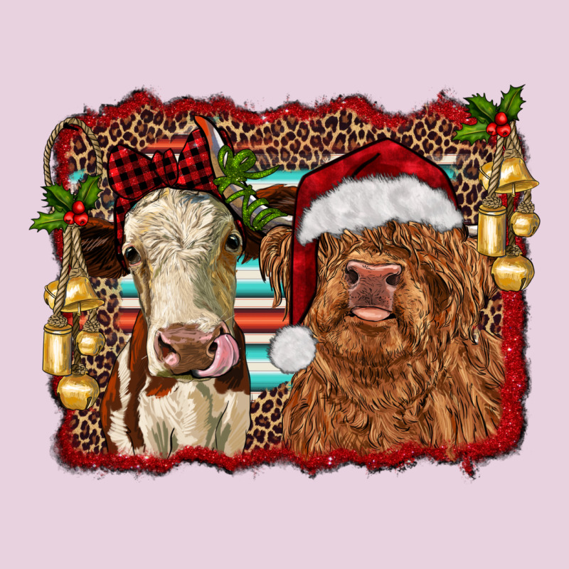Christmas Heifer And Highland Cow With Serape Background Ladies Tee by RanaPortraitStore | Teevron