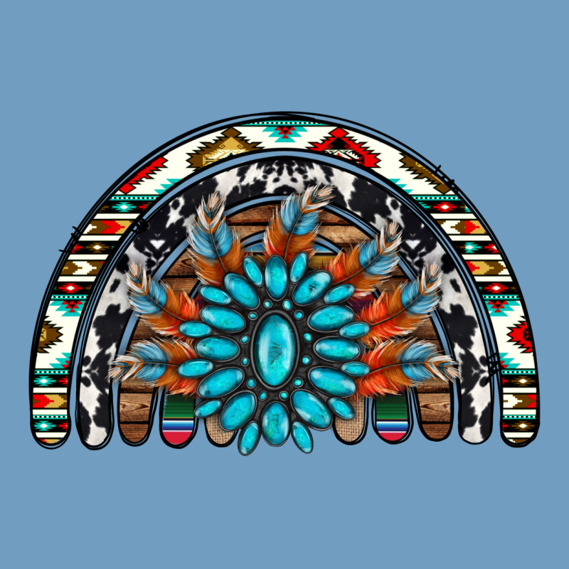 Western Turquoise Aztec Cowhide Serape  Rainbows Urban Heavy Tee by AdoDesignShop | Teevron