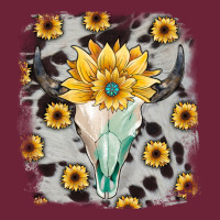 Cowhide Sunflower Gemstone Bull Skull Long Sleeve Tee | Teevron
