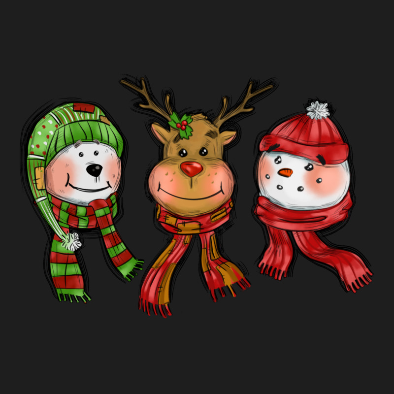 Christmas Reindeer Polar Bear Snowman Heavyweight Hoodie by CowGirlArtShop | Teevron
