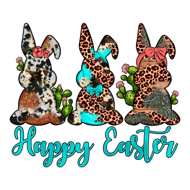 Happy Easter Leopard Cowhide Turquoise Cactus Bunny's Premium Tee by JahusDesignShop | Teevron