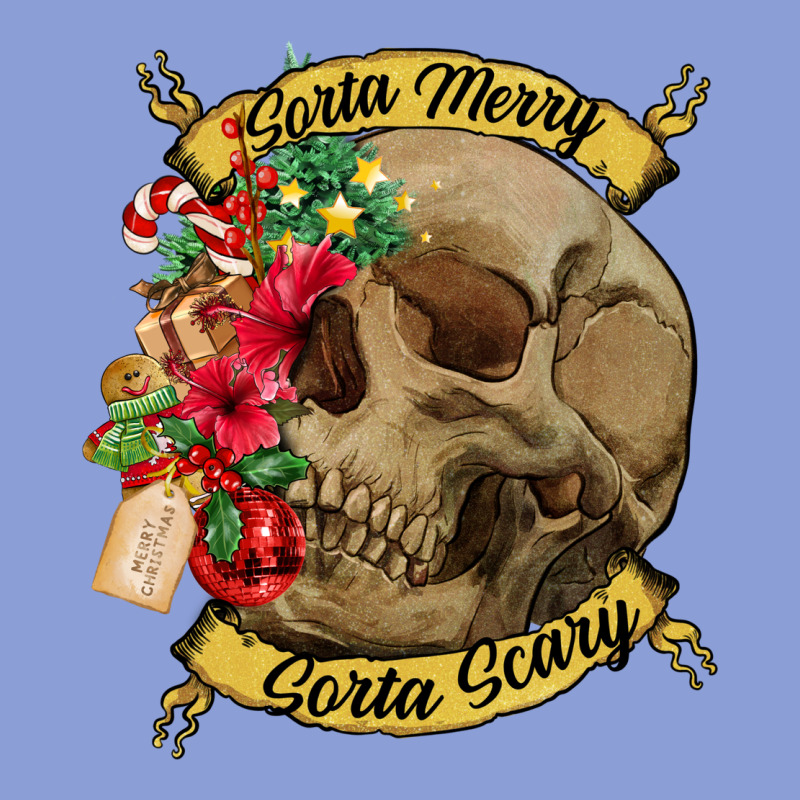 Sorta Merry Sorta Scary Skull Long Sleeve Tee by NancyCooperArtShop | Teevron