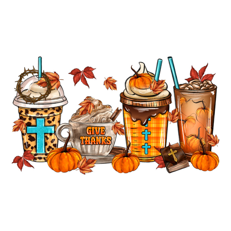 Give Thanks Coffee Cups Long Sleeve Tee by MaliasSmallBusiness | Teevron