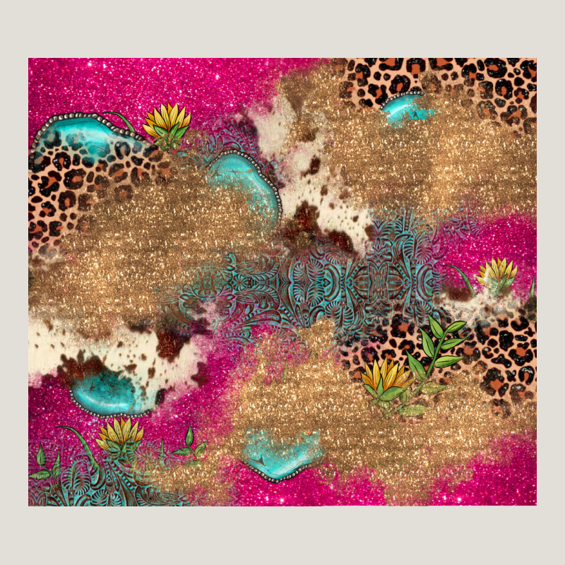 Pink Glitter Leopard Sunflower Gemstone Heavy Core Tee by JahusDesignShop | Teevron