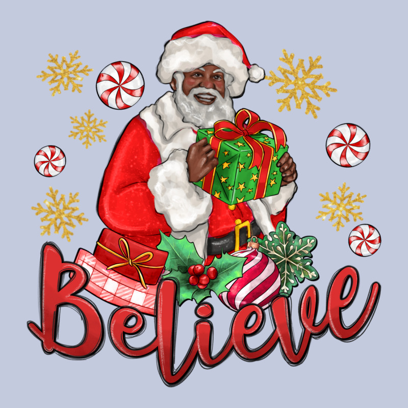 Believe Black Santa Christmas Long Sleeve Tee by MaliasSmallBusiness | Teevron