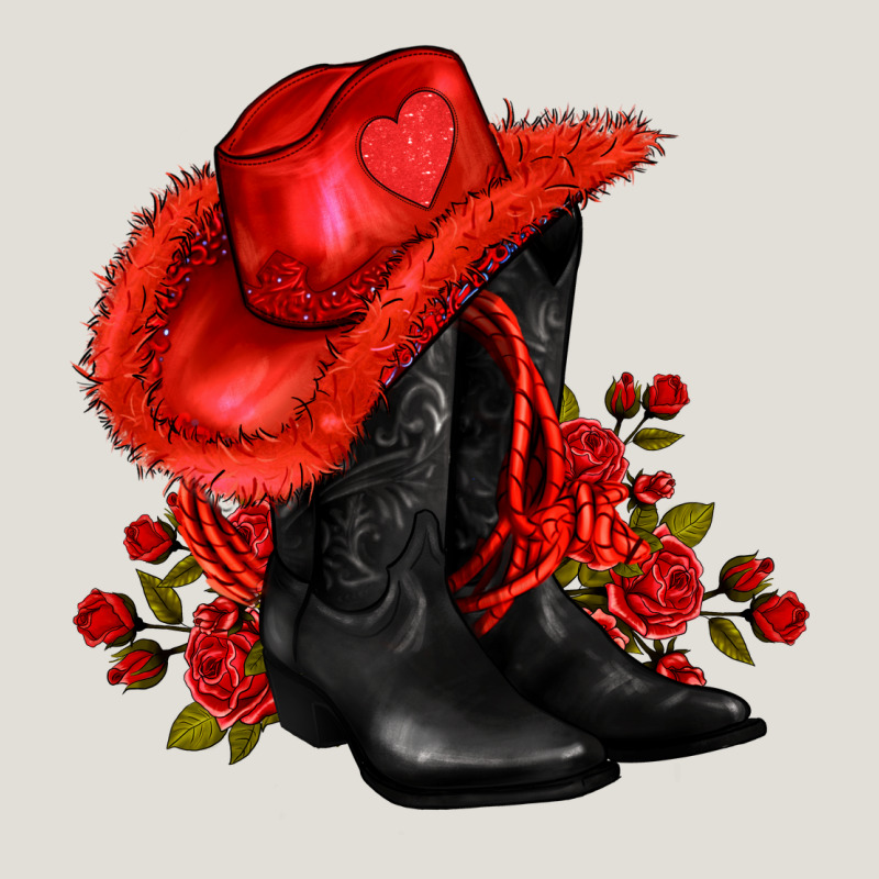 Valentines Day Cowboy Boots Red  And Roses Heavy Core Tee by AdoDesignShop | Teevron