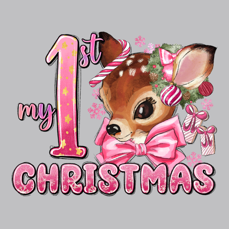 My First Christmas Pink Reindeer Long Sleeve Tee by MaliasSmallBusiness | Teevron