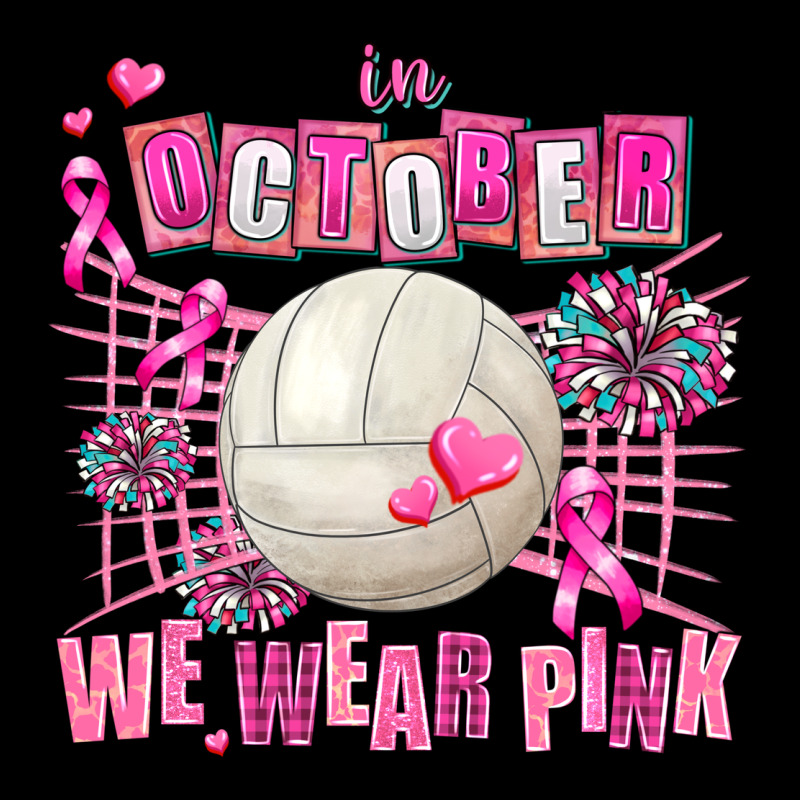 In October We Wear Pink Volleyball Ladies Tee by AdoDesignShop | Teevron