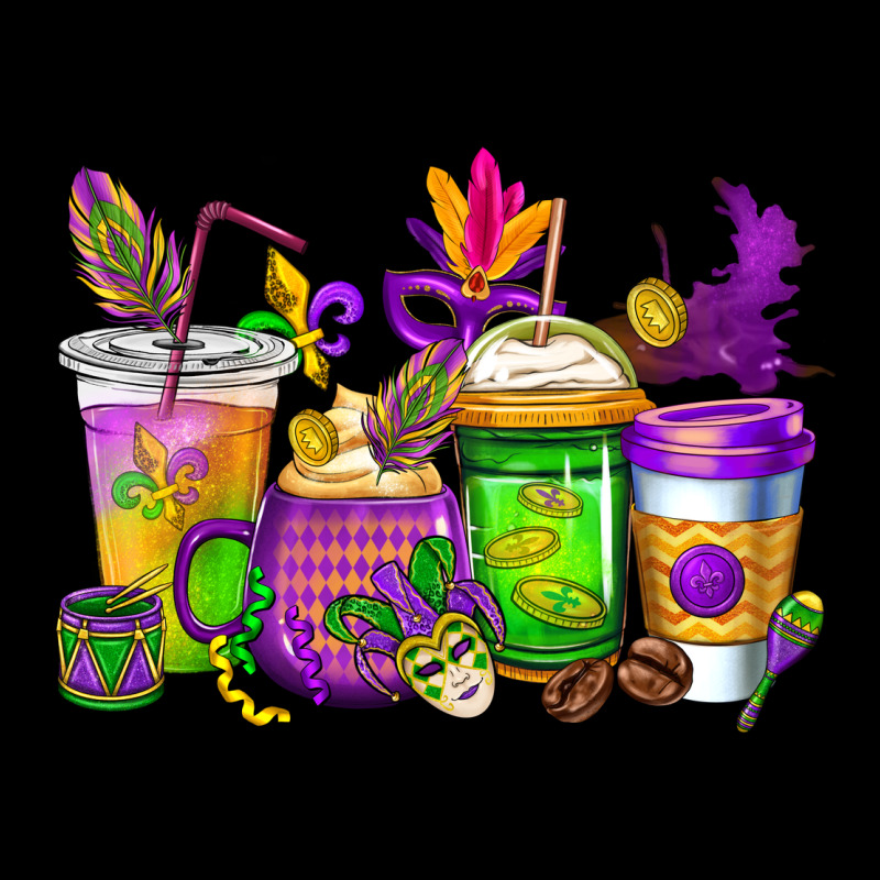 Mardi Gras Coffee Cups Cowgirl Premium Sweatshirt by CowGirlArtShop | Teevron
