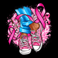 Cancer Ribbon Pink Converse And Flowers Ladies Tee | Teevron