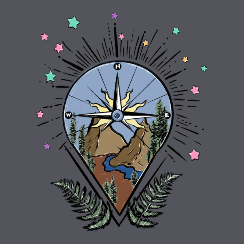 Compass With Mountain Vintage Hoodie by MaliasSmallBusiness | Teevron