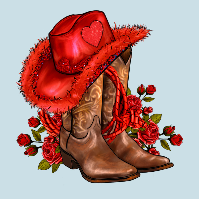 Valentines Day Cowboy Boots Red  And Roses Ladies Tee by AdoDesignShop | Teevron